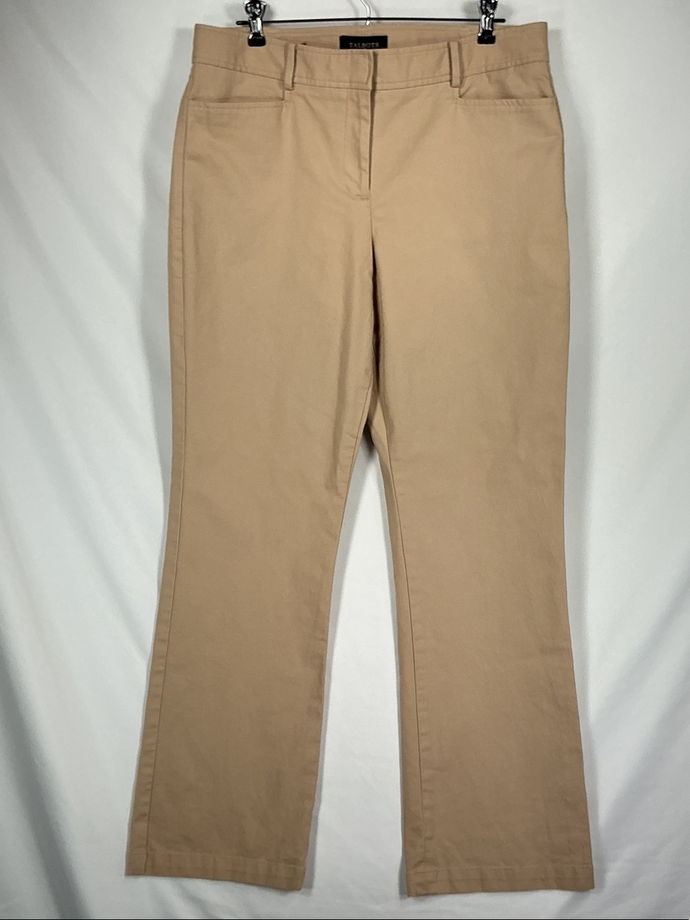 Talbots Curvy Straight Leg Trouser Pants Size 10 Tan Comfort Stretch Office